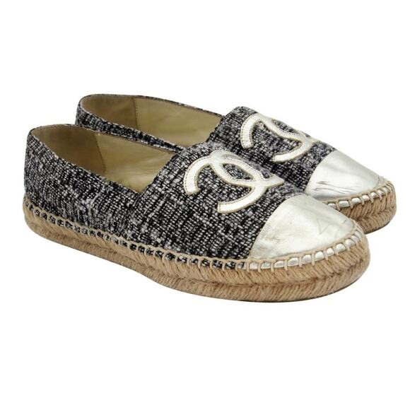 Chanel Metallic Tweed Espadrilles 40 Monogram 2018 Cc Flats CC-S0207P-C024 - Picture 5 of 12